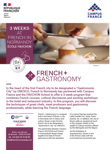3 weeks at French in Normany, Ecole Fauchon, French + Gastronomy